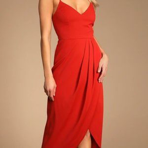 Reinette Rust Red Midi Dress